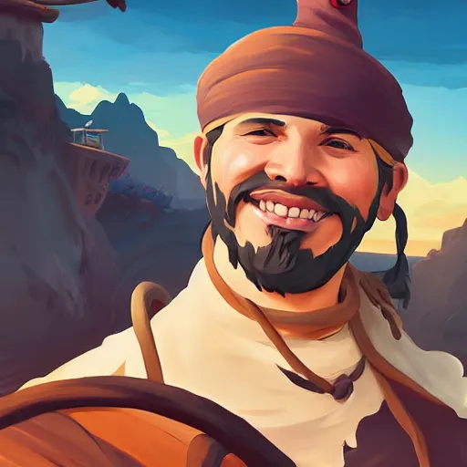 Image similar to painting jack the pirate on sea of thieves game avatar hero smooth face median photoshop filter cutout vector behance hd by jesper ejsing, by rhads, makoto shinkai and lois van baarle, ilya kuvshinov, rossdraws, illustration, art by ilya kuvshinov and gustav klimt