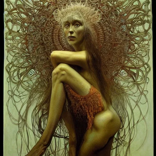 Image similar to by zdzisław beksinski, iris van herpen, raymond swanland and alphonse mucha. highly detailed, hyper - real, beautiful