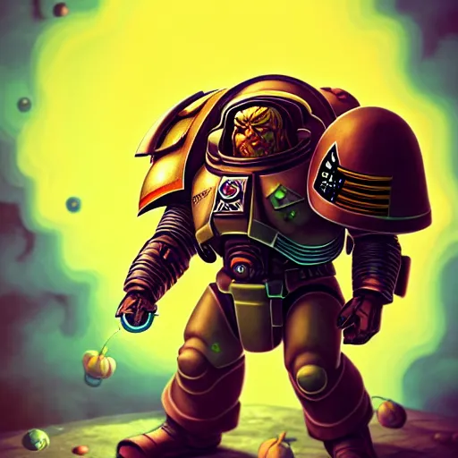 Prompt: an epic chibi comic book style portrait painting of a space marine, character design by mark ryden and pixar and hayao miyazaki, unreal 5, daz, hyperrealistic, octane render, cosplay, rpg portrait, dynamic lighting, intricate detail, harvest fall vibrancy, cinematic