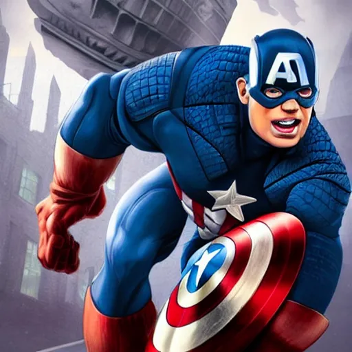 Image similar to hyperdetailed 3 d cartoon render of cartoon captain america being thrown into a garbage can, a sign reads biden did this, exaggerated facial features, cartoon style, white background, low angle shot, cinematic studio lighting, studio quality, octane render, unreal engine 5, trending on artstation, art by sebastian jm, 8 k