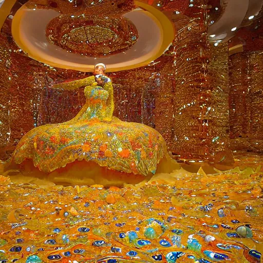 Image similar to art installation. paralyzed by the indescribable beauty of the cosmos. by guo pei, by tex avery dreary