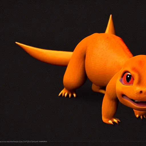 Image similar to photography of a realistic charmander animal, ultra detailed, 8 k, cinematic lighting, natural background, trending on artstation, pokemon