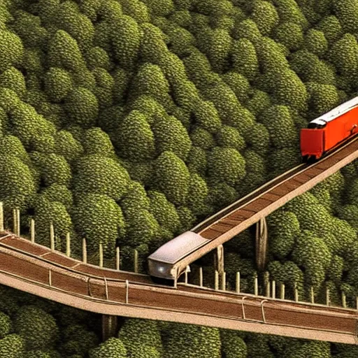 Prompt: a train travels through the mountains and forests,hyperrealistic