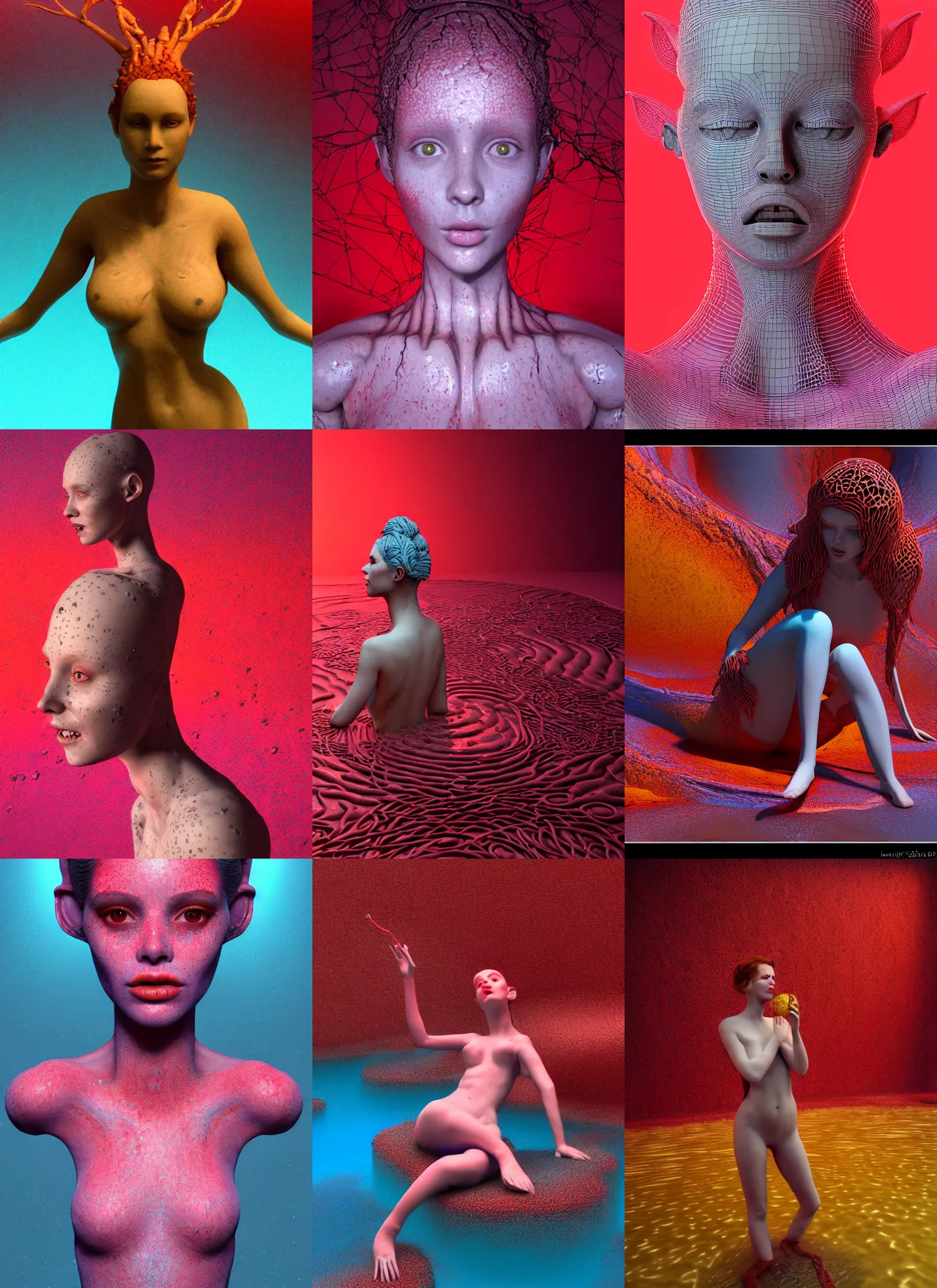 Prompt: hyper detailed 3d render like a Oil painting - very coherent Concrete displacement mapped profile subsurface scattering (a beautiful fae princess protective playful expressive from that looks like Ripley) seen red carpet photoshoot in UVIVF posing in caustic light pattern pool of water to Eat bite of the Strangling network of yellowcake aerochrome and milky Fruit and His delicate Hands hold of gossamer polyp blossoms bring iridescent fungal flowers whose spores black the foolish stars by Jacek Yerka, Ilya Kuvshinov, Mariusz Lewandowski, Houdini algorithmic generative render, golen ratio, Abstract brush strokes, Masterpiece, Victor Nizovtsev and James Gilleard, Zdzislaw Beksinski, Tom Whalen, Mark Ryden, Wolfgang Lettl, hints of Yayoi Kasuma and Dr. Seuss, Grant Wood, octane render, 8k