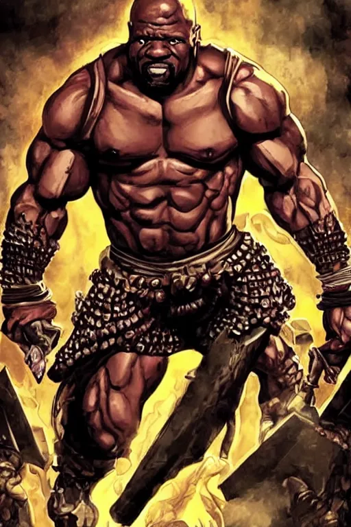 Prompt: Breathtaking comic book style of Terry crews portrayed as a Dungeons and Dragons berserker