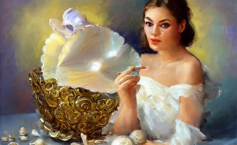 Image similar to Beautiful alchemy seashell. By Konstantin Razumov, highly detailded