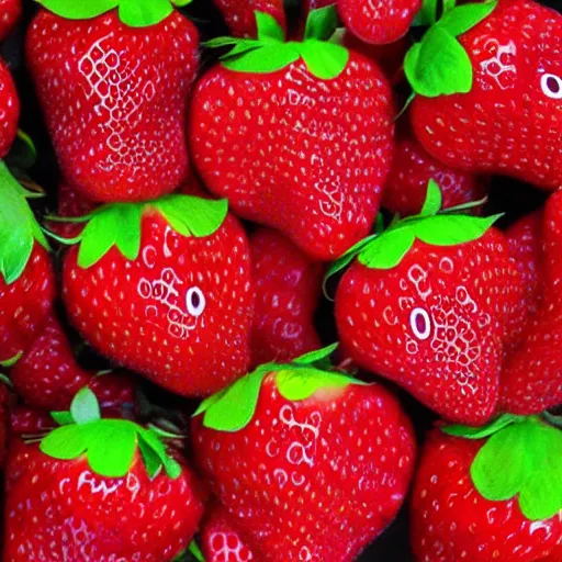 Image similar to strawberry creature with multiple eyes