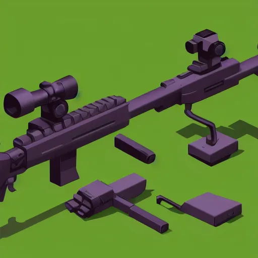 Image similar to isometric concept art of sniper gun that look like a toy