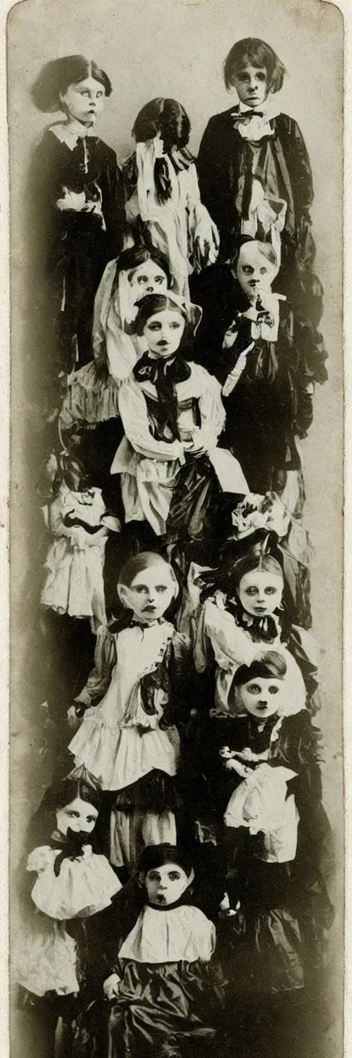 Prompt: creepy Kids Photo Victorian Children , Vintage Horror , Weird , Vintage Photo Art , memento mori