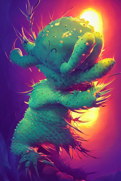 Image similar to creature animal sushi cristal very big eye roots cactus elemental flush of force nature micro world fluo fishscale, behance hd by jesper ejsing, by rhads, makoto shinkai and lois van baarle, ilya kuvshinov, rossdraws global illumination