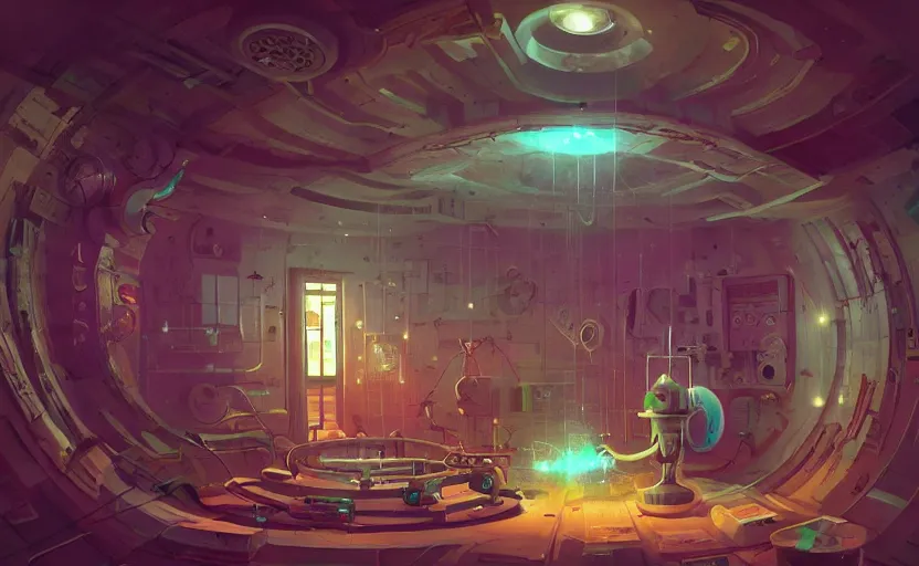 Prompt: Inside a time machine by Petros Afshar and Beeple, James Gilleard, Mark Ryden, Wolfgang Lettl highly detailed