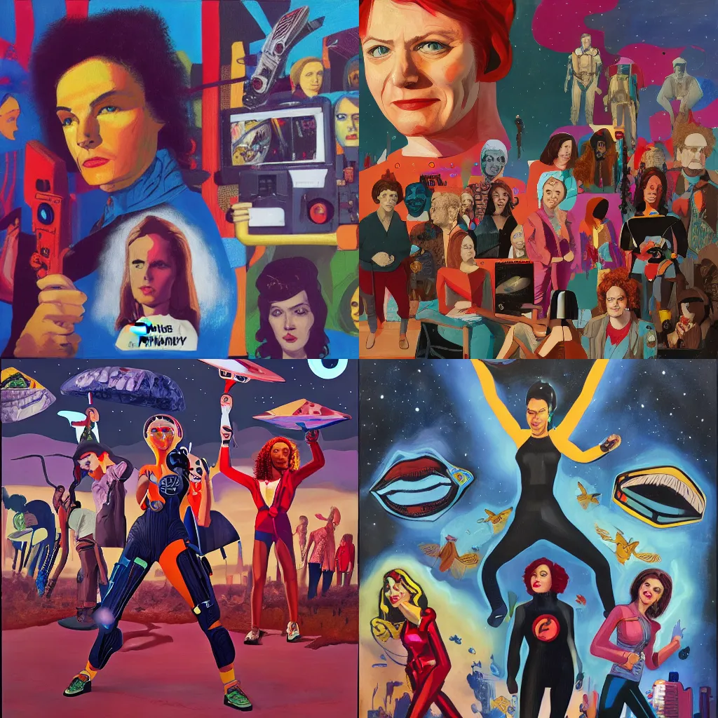 Prompt: Feminism in the 24th century, by Michel Gondry oil on canvas, trending on ArtStation, detailed, 8K, HDR, HD, super-resolution,