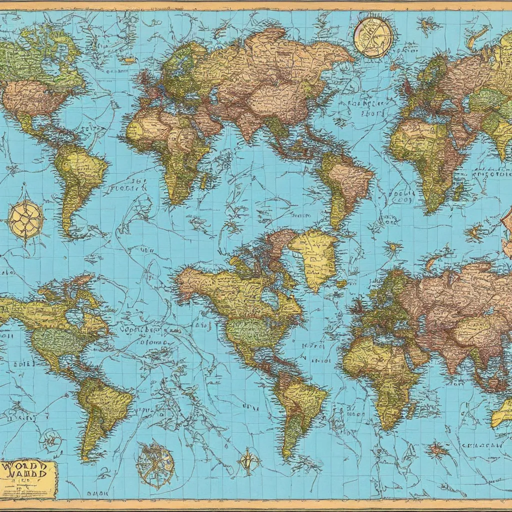 Prompt: world map, highly detailed