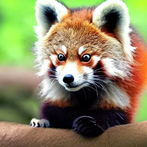 Image similar to a coyote red panda wolf hybrid kitten