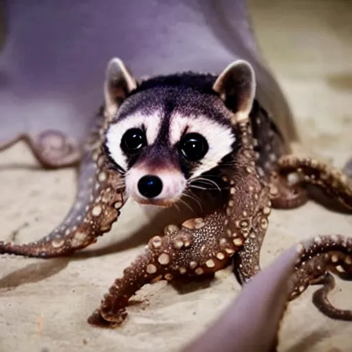 Image similar to photo of an octopus that looks like a raccoon