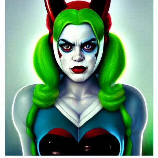 Image similar to lofi portrait of harley quinn as shehulk, pixar style, by tristan eaton stanley artgerm and tom bagshaw.