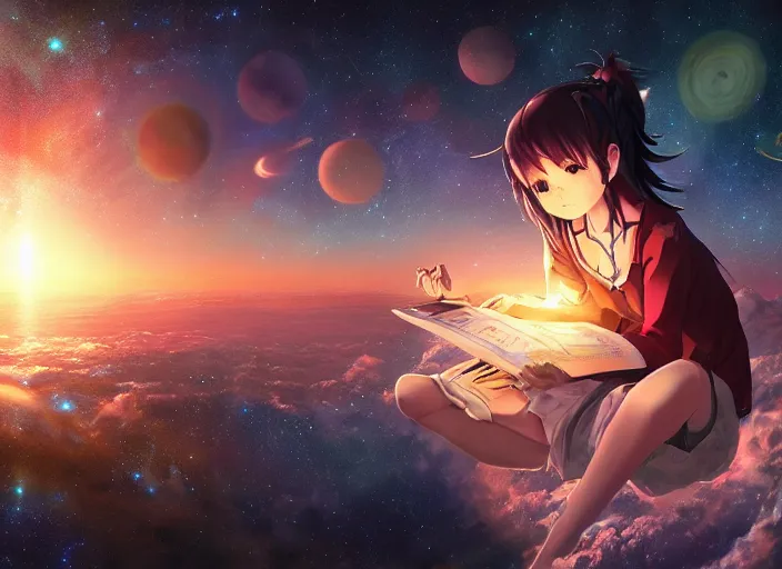 Prompt: god creating the universe, anime art, unreal render