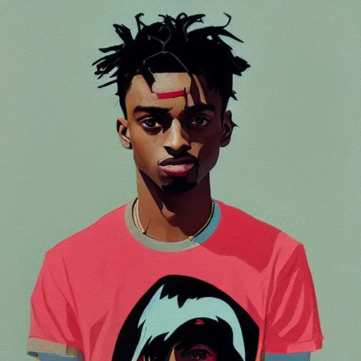 Prompt: Playboi Carti x YSL Profile Picture by Sachin Teng, asymmetrical, Organic Painting , Matte Painting, geometric shapes, hard edges, graffiti, street art,:2 by Sachin Teng:4