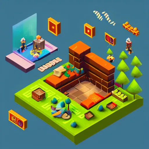 Prompt: isometric videogame art