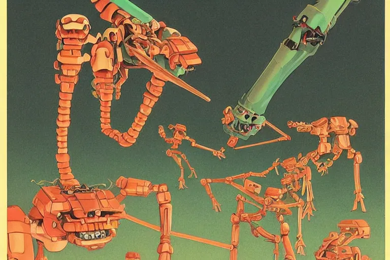 Image similar to gigantic mantises with human hands catch tiny robots, a lot of exotic mechas robots around, human heads everywhere, risograph by kawase hasui, edward hopper, satoshi kon and moebius, colorful flat surreal design, super - detailed, a lot of tiny details, fullshot