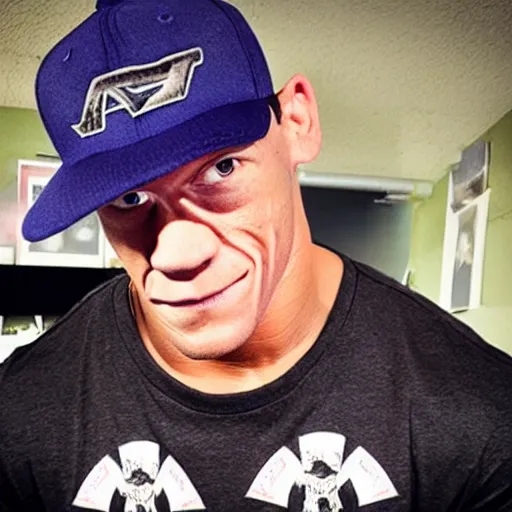 Image similar to john cena wearing montreal opus card merchandise