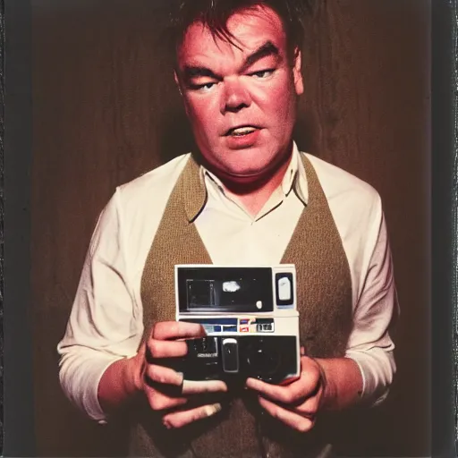 Image similar to stewart lee performing with the smiths, 9 0 s polaroid, by nan goldin