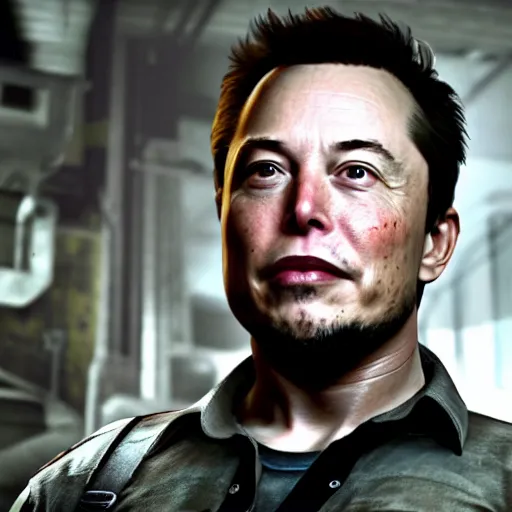 Prompt: portrait of elon musk in last of us 2, in game graphic, ps 5 gameplay, screenshot, high quality