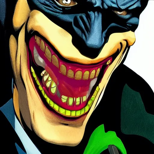 Prompt: batman inside the joker's mouth holding it open, high detail, high resolution, intense