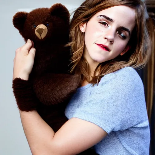 Prompt: emma watson putting a bear in a sleeper hold