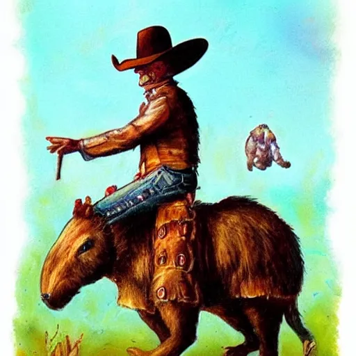 Image similar to a cowboy riding a tardigrade