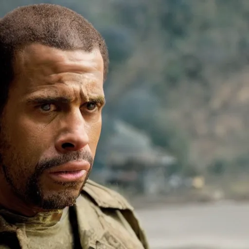 Prompt: cinematic still of kirk lazarus from tropic thunder