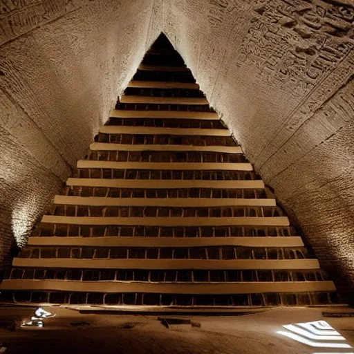 Prompt: the interior of an egyptian pyramid, modern, edm party inside