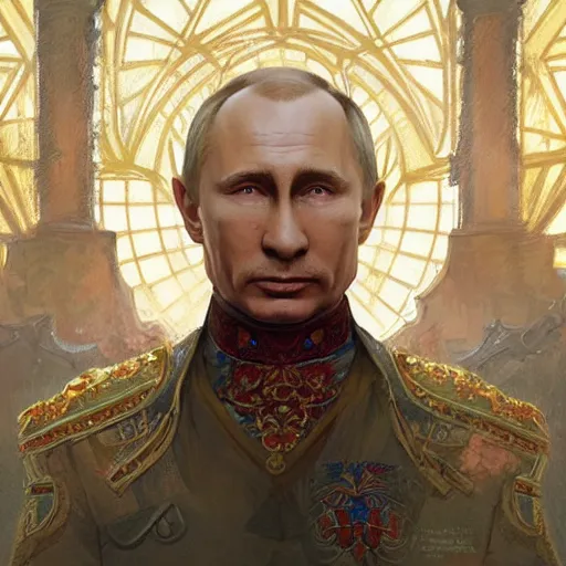 Prompt: Bloody Putin in Kremlin, fantasy, intricate, highly detailed, digital painting, artstation, concept art, smooth, sharp focus, illustration, art by artgerm and greg rutkowski and alphonse mucha
