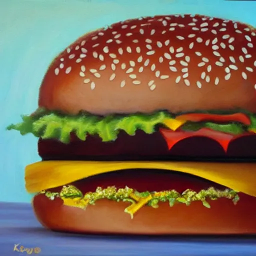 Prompt: oil painting of a burger king