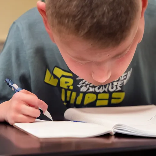 Prompt: Ethan Smith writing his next guide, (EOS 5DS R, ISO100, f/8, 1/125, 84mm, postprocessed, perfect picture, facial features)