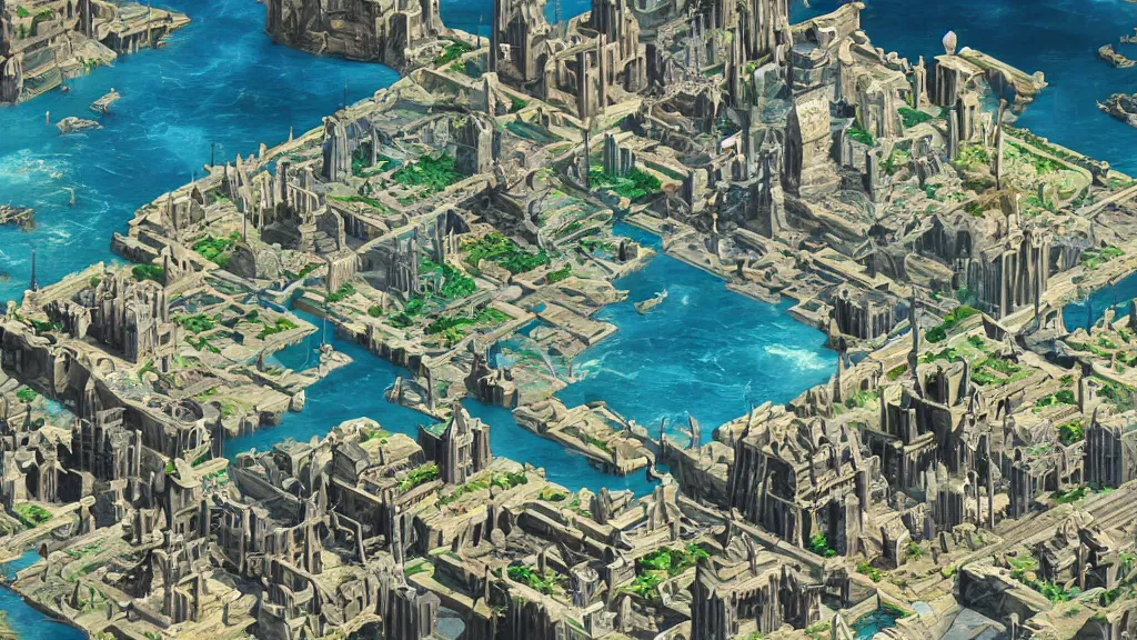 Image similar to digital painting of the advanced city of atlantis at its peak, circa 3 0 0 0 bc