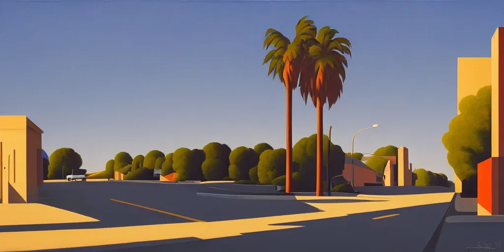 Image similar to a california street, blue sky, summer evening, kenton nelson