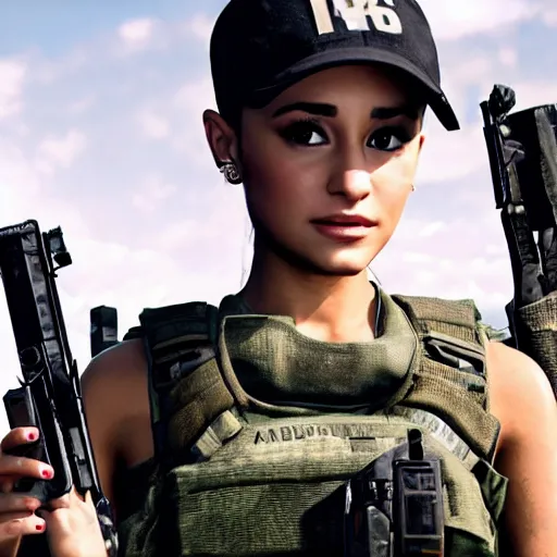 Image similar to Ariana Grande in Call of Duty, 4k