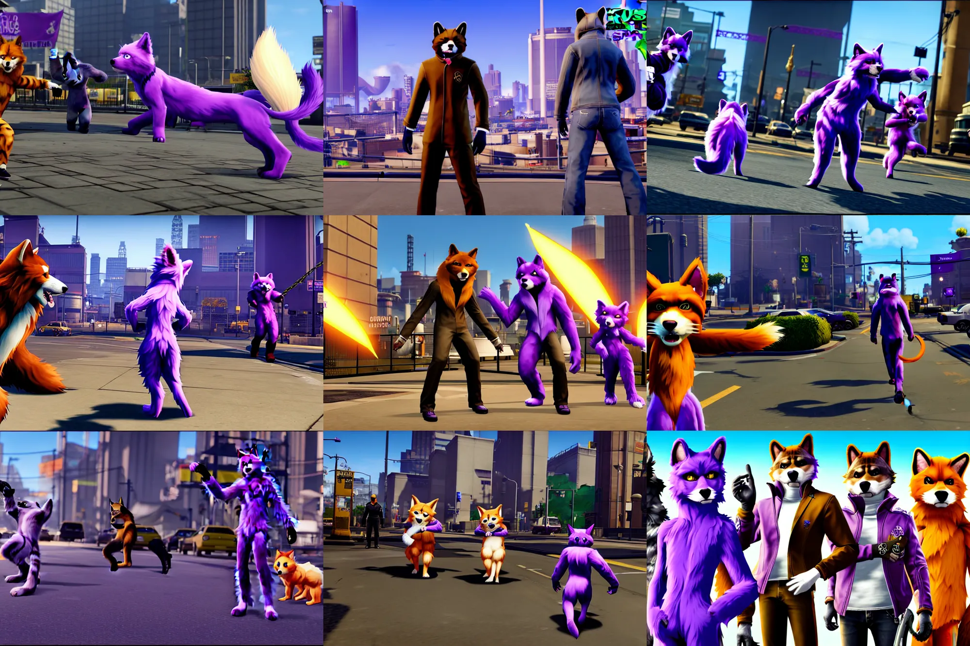 Prompt: screenshot of furries ( with tails ) in saints row