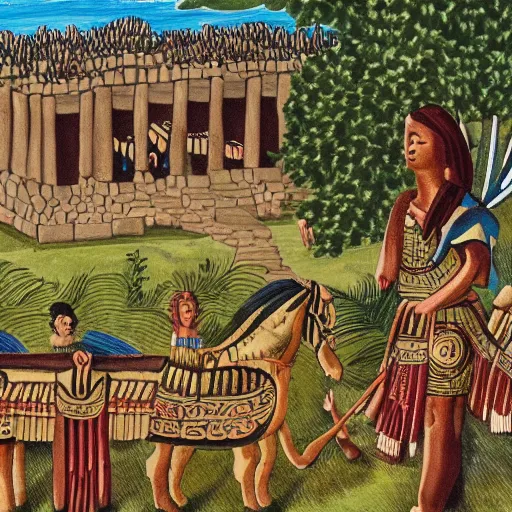 Prompt: a illustration of pre-Columbian America