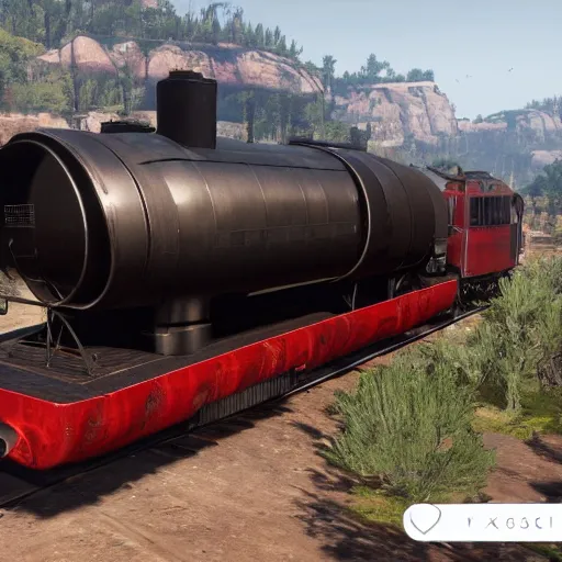 Image similar to futuristic sleek steam locomotive in red dead redemption 2