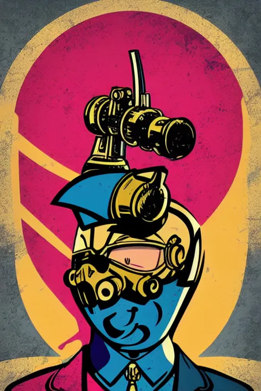 Image similar to fallout 7 6 retro futurist illustration art by butcher billy, sticker, colorful, illustration, highly detailed, simple, smooth and clean vector curves, no jagged lines, vector art, smooth andy warhol style