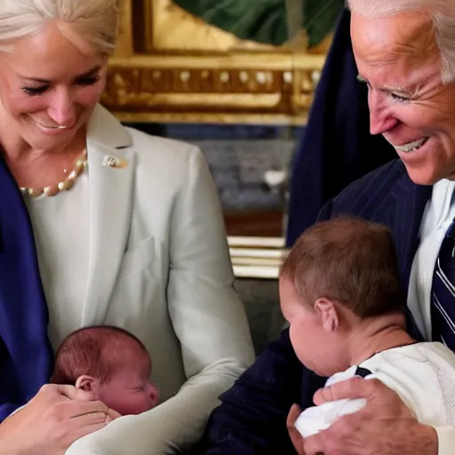 Prompt: Joe Biden breastfeeding a baby