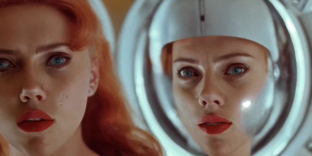 Image similar to Scarlett Johansson in a scene from 2001 a space odyssey