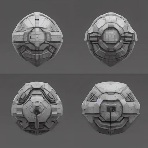 Image similar to hard surface, kitbashing component, based on realistic low poly convex shape, symmetric, unreal engine