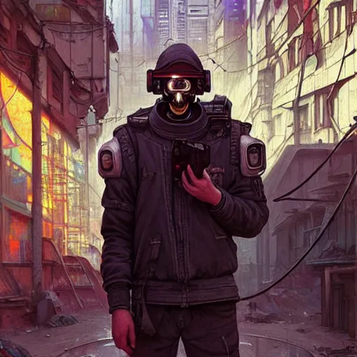 Image similar to A cyberpunk gopnik on the street of a Soviet slum on the moon, sci-fi, fantasy, intricate, very very beautiful, elegant, highly detailed, digital painting, artstation, concept art, smooth, sharp focus, illustration, art by artgerm and greg rutkowski and alphonse mucha