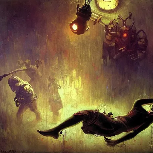 Image similar to rapture from Bioshock, by Ilya Repin, beautiful