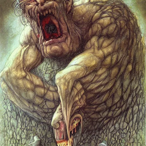 Image similar to a gigantic troll by brian froud and alan lee