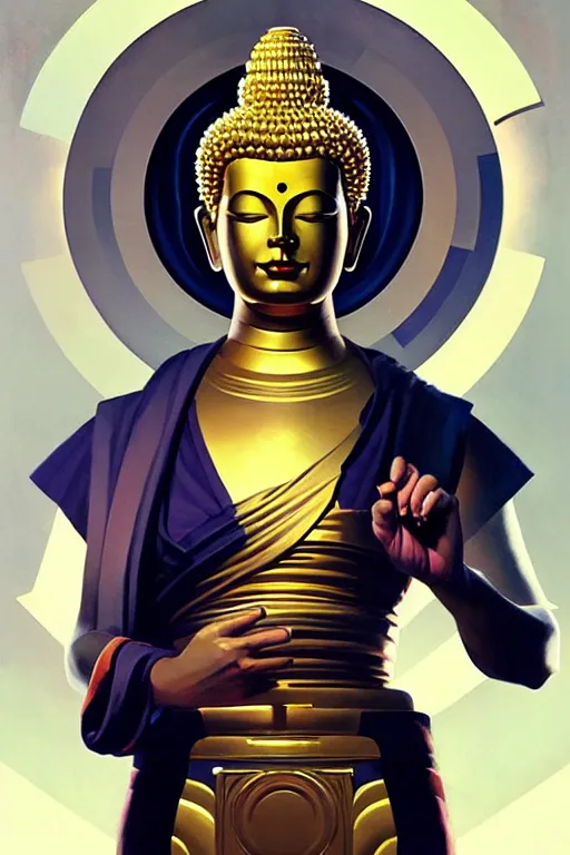 Image similar to space buddhism, futurism, painting by greg rutkowski, j. c. leyendecker, artgerm