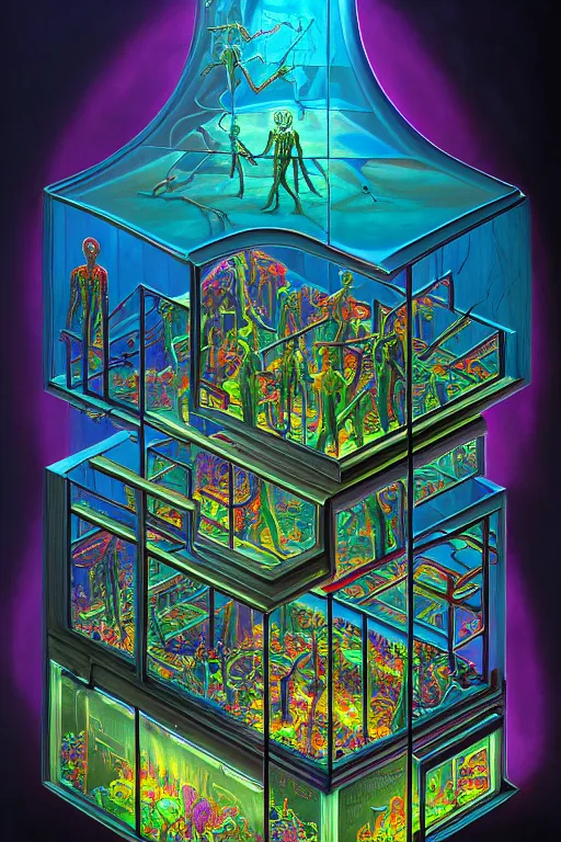 Prompt: a photorealistic painting of the transparent glass isometric nightmare zombie horror laboratory electronic chemistry by johfra bosschart, lisa frank, dark fantasy art, high detail, trending on artstation